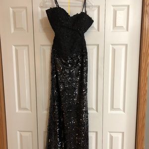 Symphony, Black Sequined Prom Dress - Size 10